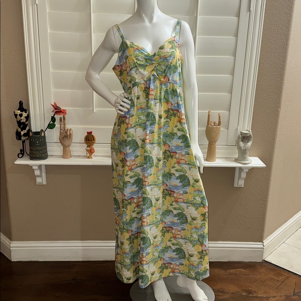 Abercrombie & Fitch Sweetheart Babydoll Maxi Dress Yellow Print